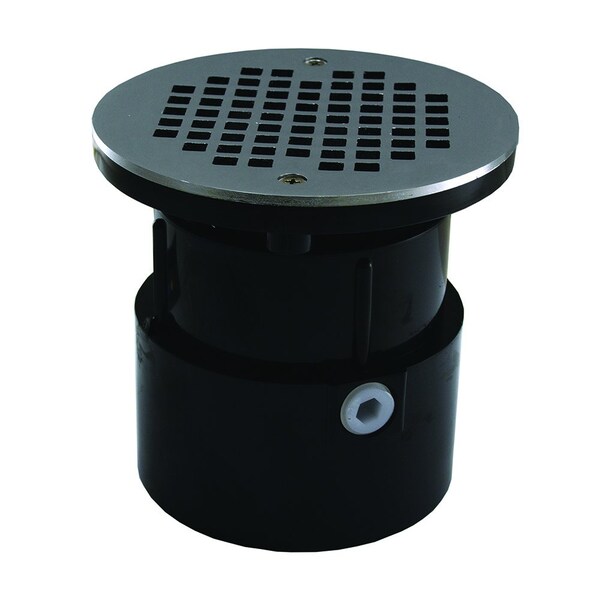 Jones Stephens 4in. ABS Over Pipe Fit Drain Base with 3-1/2in. Plastic Spud and 6in. Stainless Steel Strainer D53043 - main